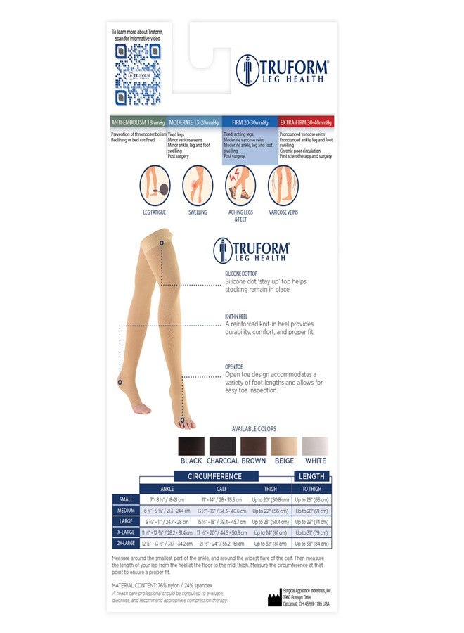 Truform 20-30 mmHg Compression Stockings for Men and Women, Thigh High Length, Dot-Top, Open Toe, Beige, 2X-Large - Image 4